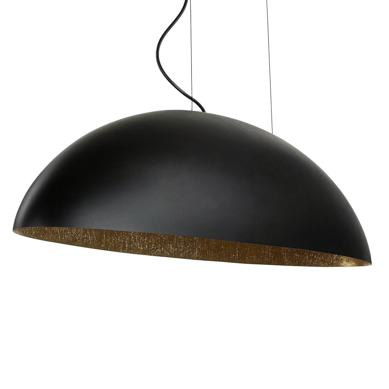 Ovale Pendelleuchte Schwarz Gold L:117cm groß