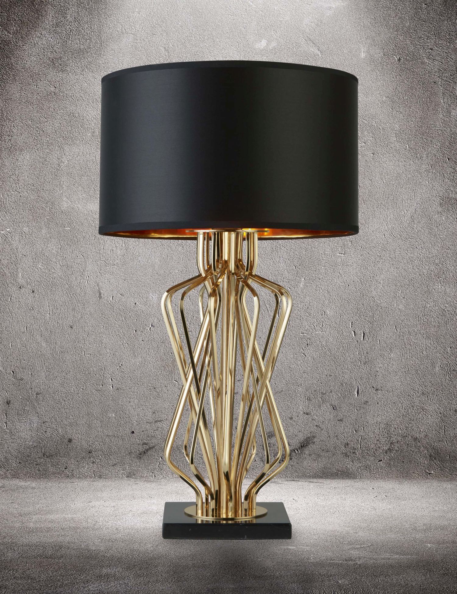 Tischlampe Gold Schwarz 72 cm hoch E27 Metall Satin